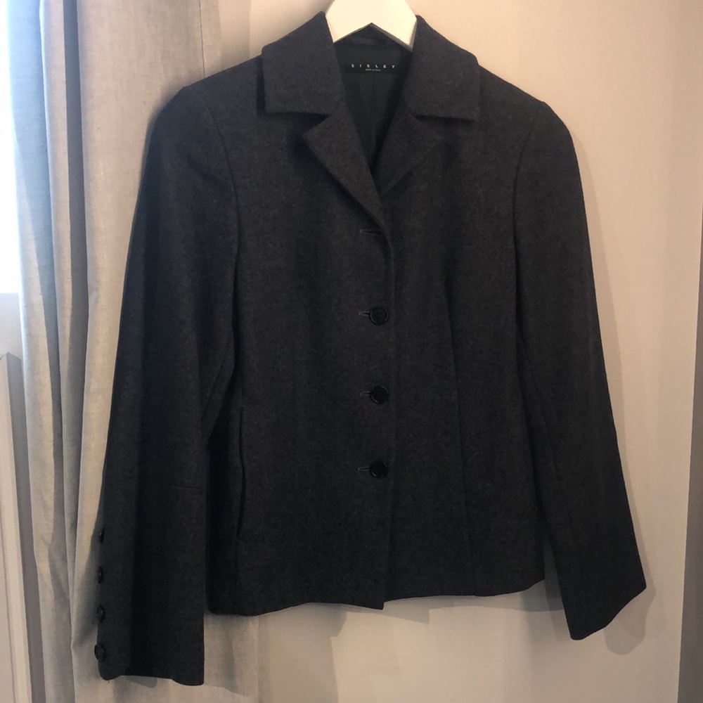 Sisley Grey Marled Wool Blazer
